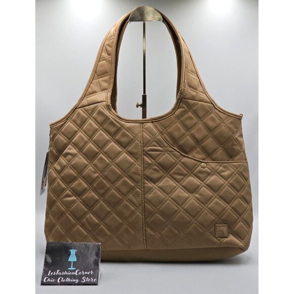 NWT HKWIP Women's Beige The Quilted Everyday Shopper Tote Bag Large  2924 - Picture 6 of 14